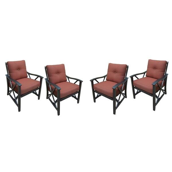 Shop Four Lunar Deep Seat Rocking Chairs With Aluminum Frames And Thick Red Cushions In 100 Percent Solution Dyed Fabric 4 Pack On Sale Overstock 15223233