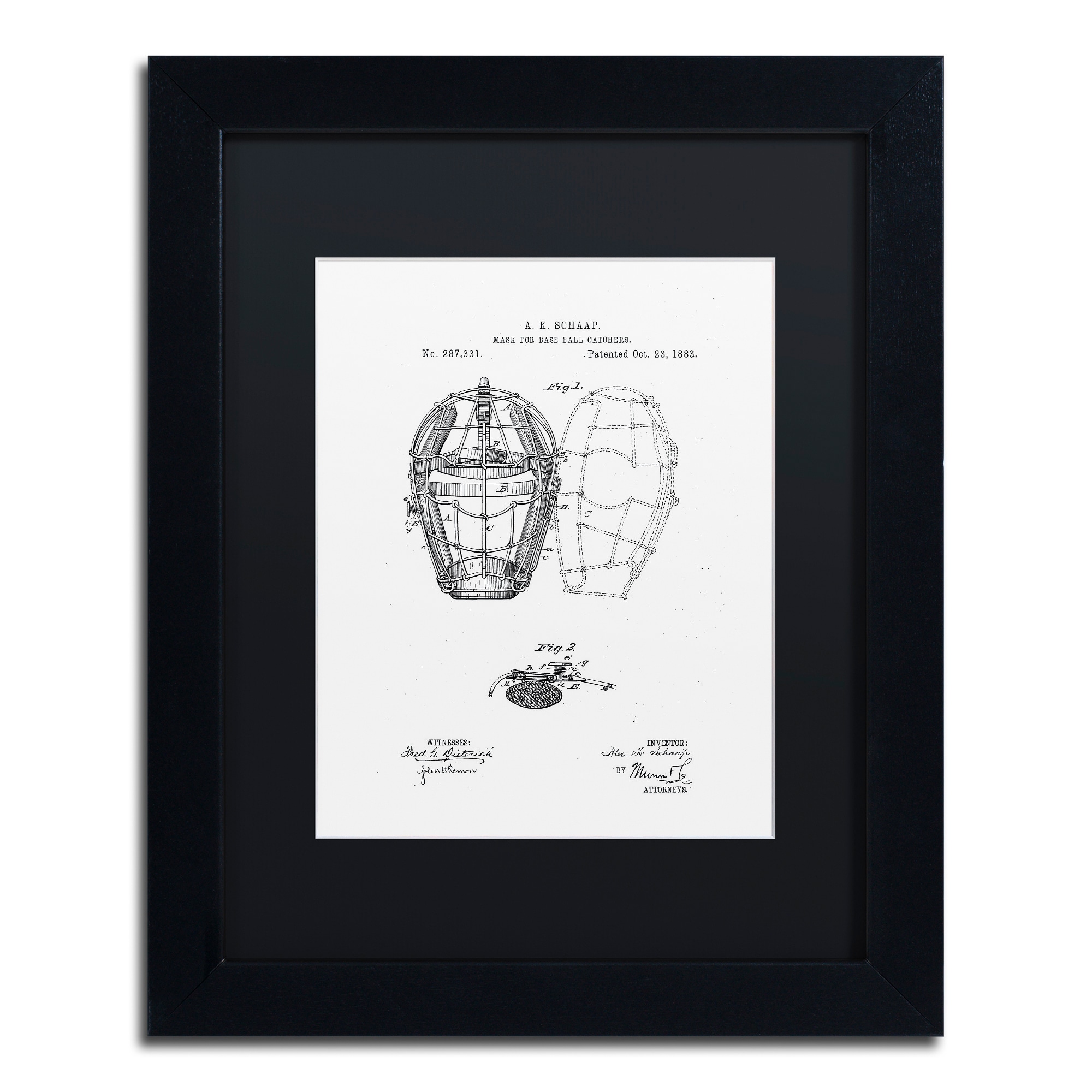 Claire Doherty 'Catcher's Mask Patent 1883 White' Ornate Framed Art - Bed  Bath & Beyond - 15263842