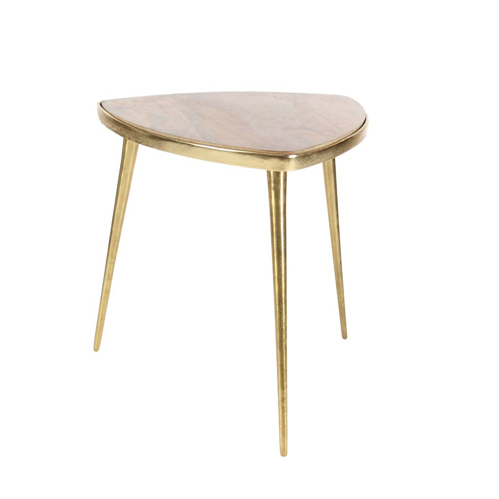 Benzara Brown Wood and Grey Aluminum Fancy Console Table