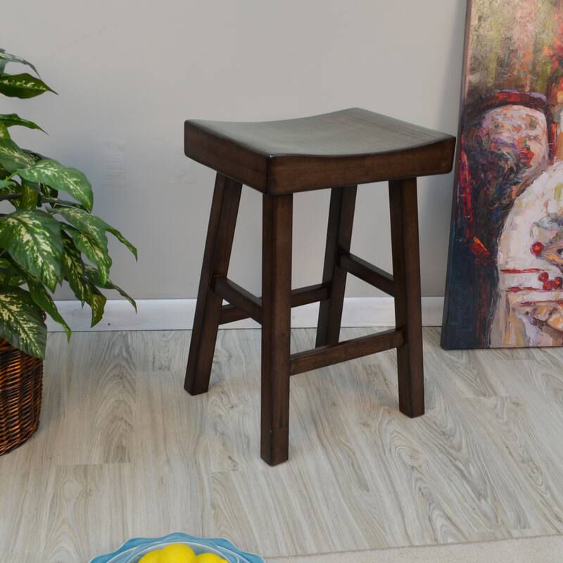Trym Wood Saddle Seat Counter Stool