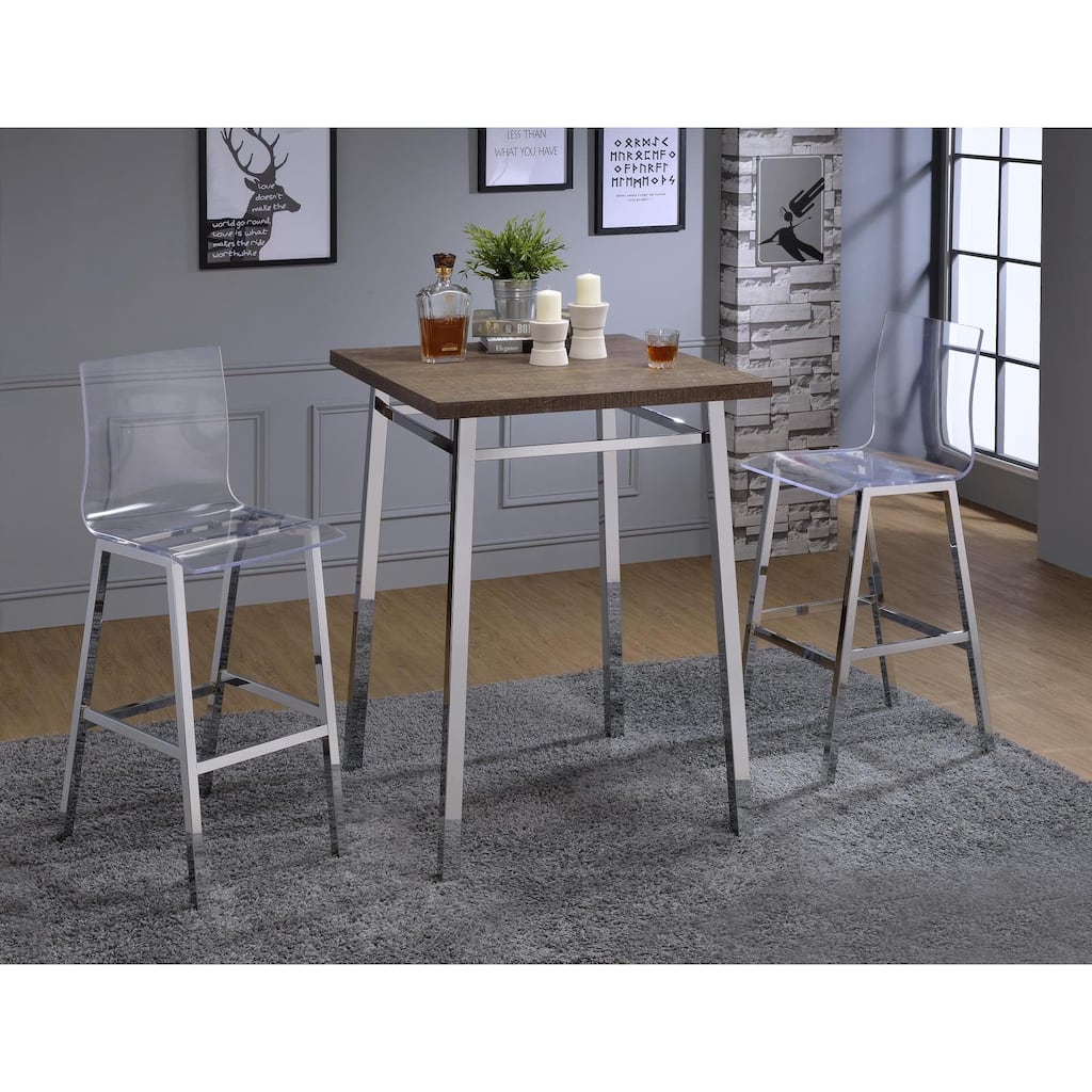 Acme Furniture Nadie Clear Acrylic/Chrome Bar Chairs (Set of 2)
