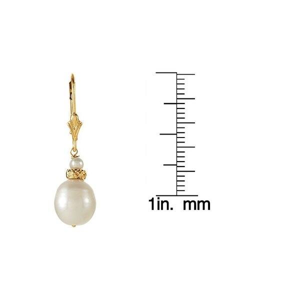 14k Yellow Gold Freshwater Cultured Pearl Beaded Earrings 14k Yellow Gold Freshwater Cultured Pearl Beaded Earrings