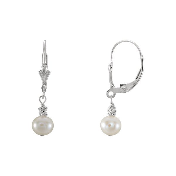 6 to 7mm Crown Jewelry White Cultured Freshwater Pearl Post Earrings