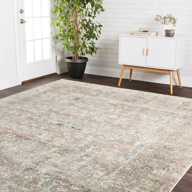 Alexander Home Genova Granite Border Distressed Rug