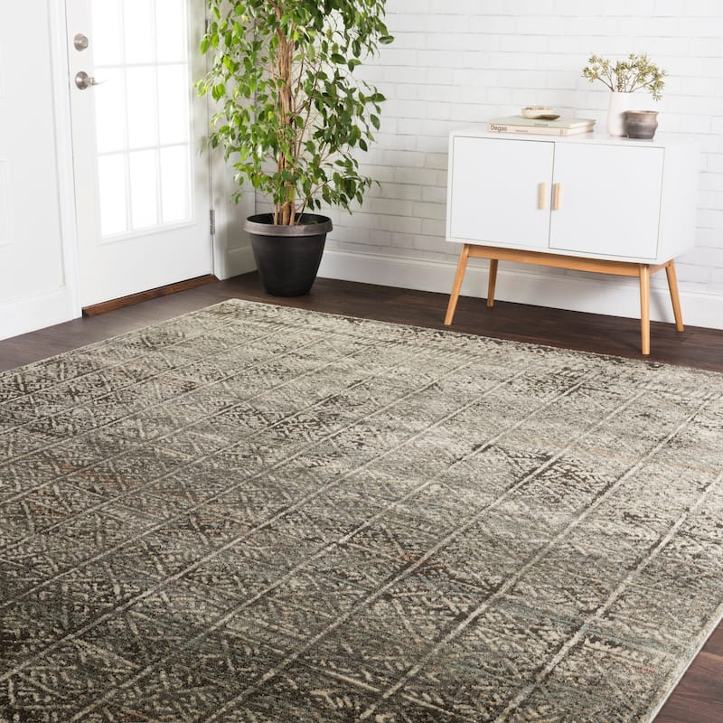 Alexander Home Genova Distressed Geometric Silver Area Rug