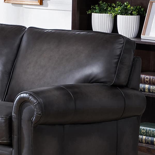 Alva Premium Grey Top Grain Leather Sofa and Chair Bed Bath & Beyond