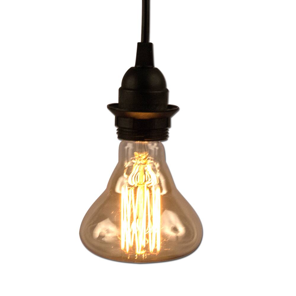 10Ft Black Single Light Socket. On / Off Switch. Vintage Antique Light Bulb - 1 Pack - Medium size. 40 wattage - E26
