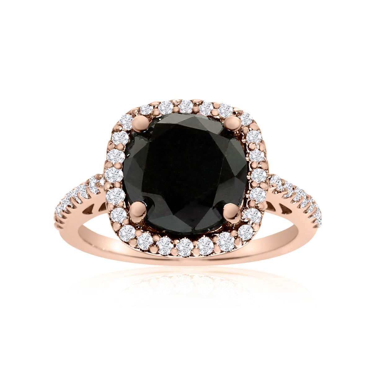 Shop 4 1 2 Carat Cushion Cut Black And White Diamond Halo Ring In