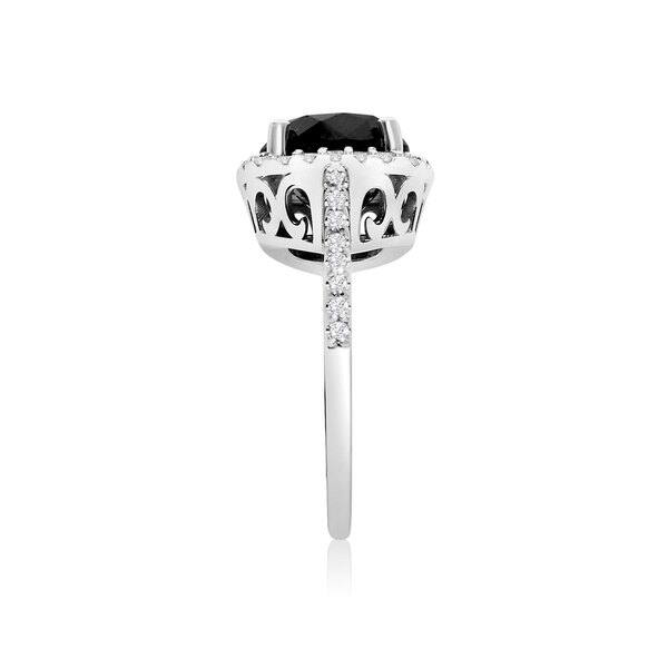 Shop 4 1 2 Carat Cushion Cut Black And White Diamond Halo Ring In