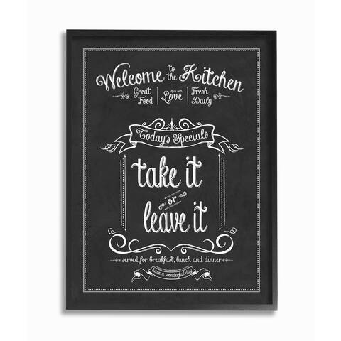 Welcome To the Kitchen Chalkboard Vintage Sign Framed Giclee Texturized Art