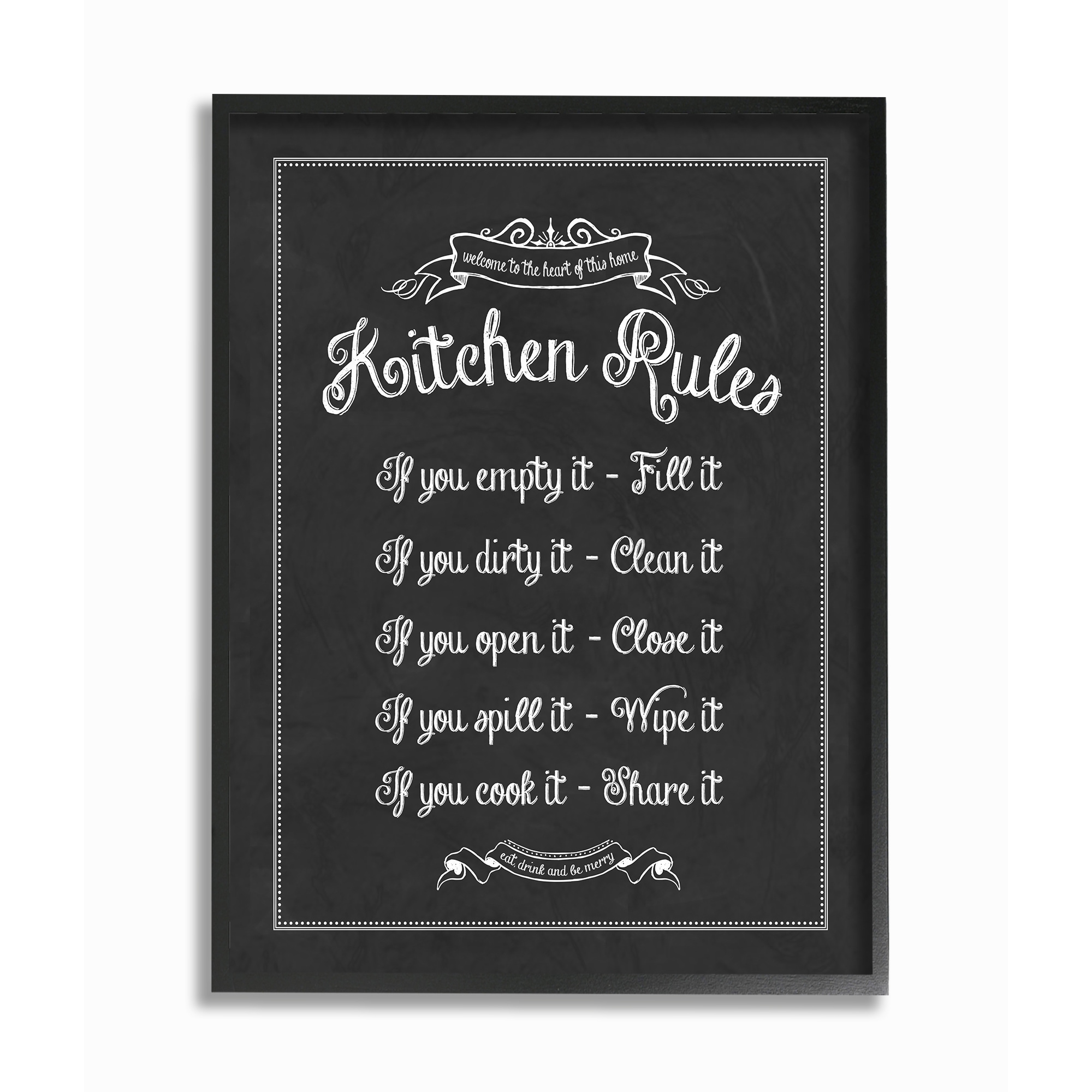 Shop Kitchen Rules Chalkboard Vintage Sign Framed Giclee