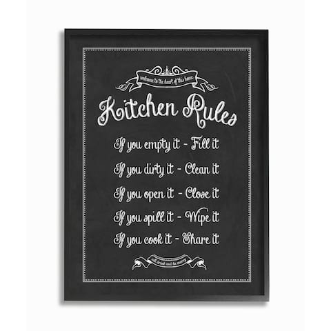 Kitchen Rules Chalkboard Vintage Sign Framed Giclee Texturized Art
