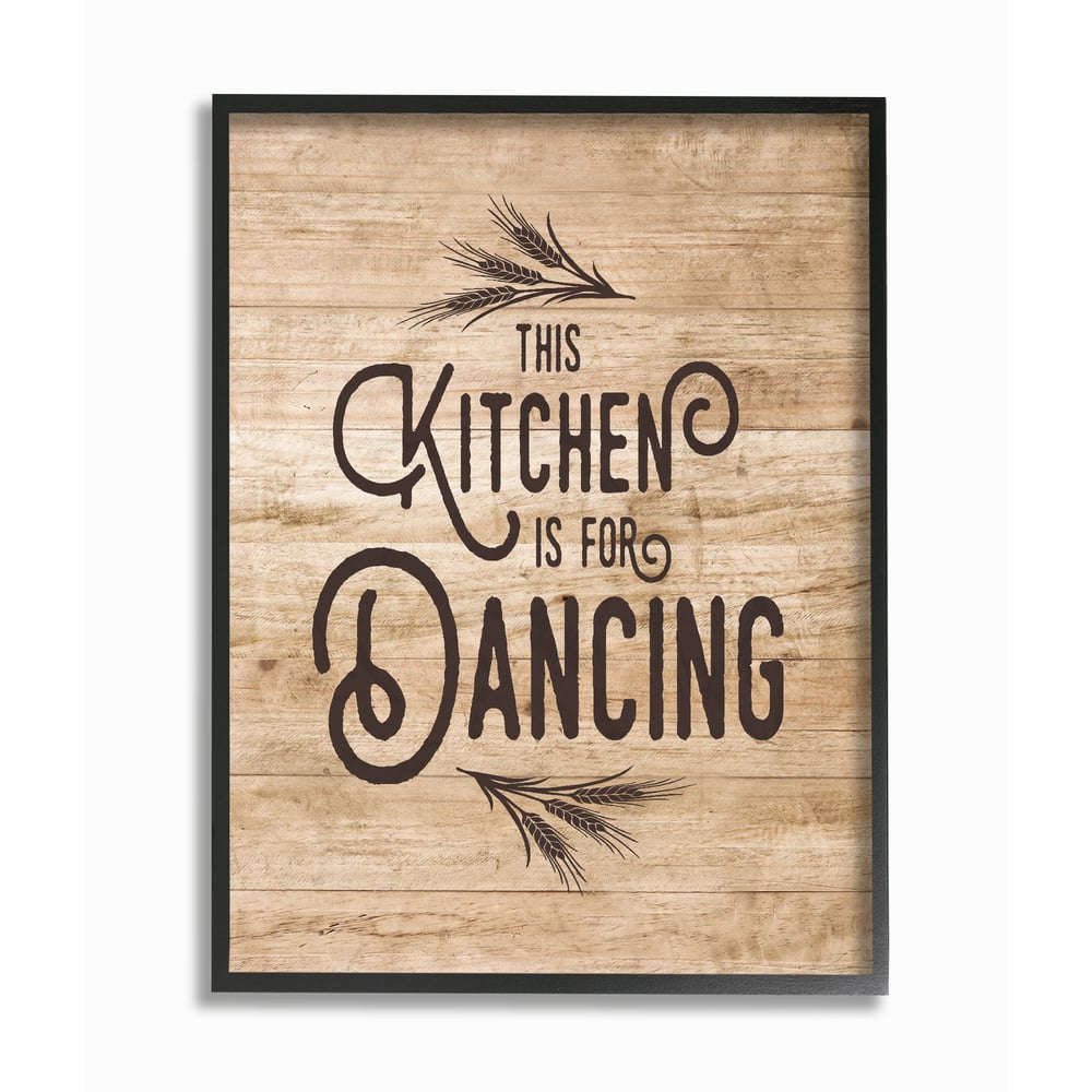 Stupell This Kitchen Is For Dancing Distressed Wood Typography Framed Giclee Texturized Art - Multi-Color