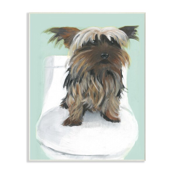 Shop Yorkie In The Bathroom Illustration Wall Plaque Art - Free