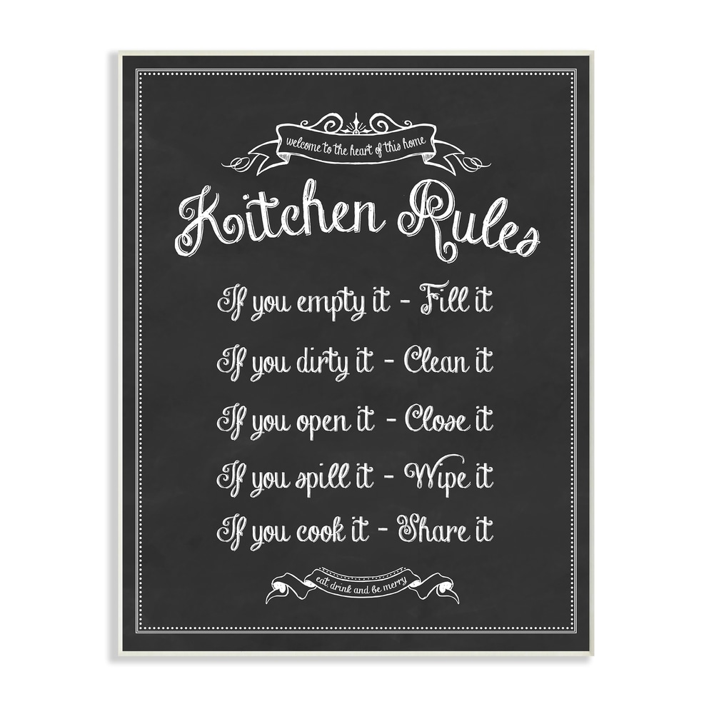 Stupell Kitchen Rules Chalkboard Vintage Sign Wall Plaque Art