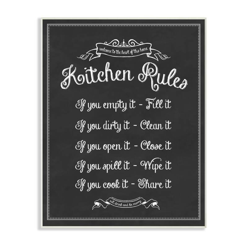 Stupell Kitchen Rules Chalkboard Vintage Sign Wall Plaque Art