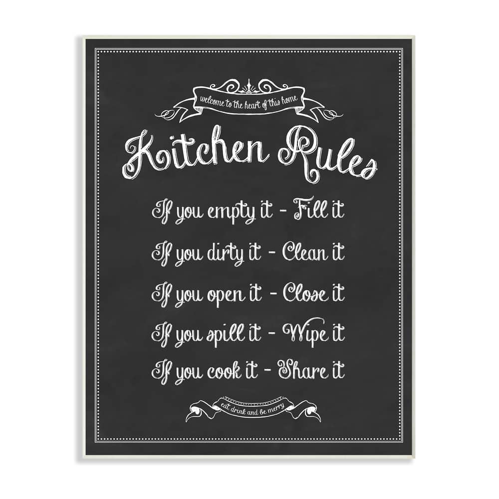 Stupell Kitchen Rules Chalkboard Vintage Sign Wall Plaque Art