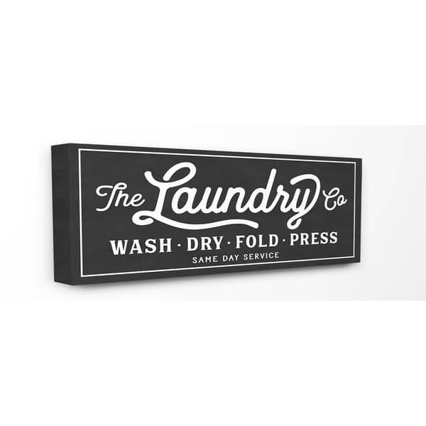 Stupell Vintage Laundry Sign Cursive Typography Stretched Canvas Wall ...