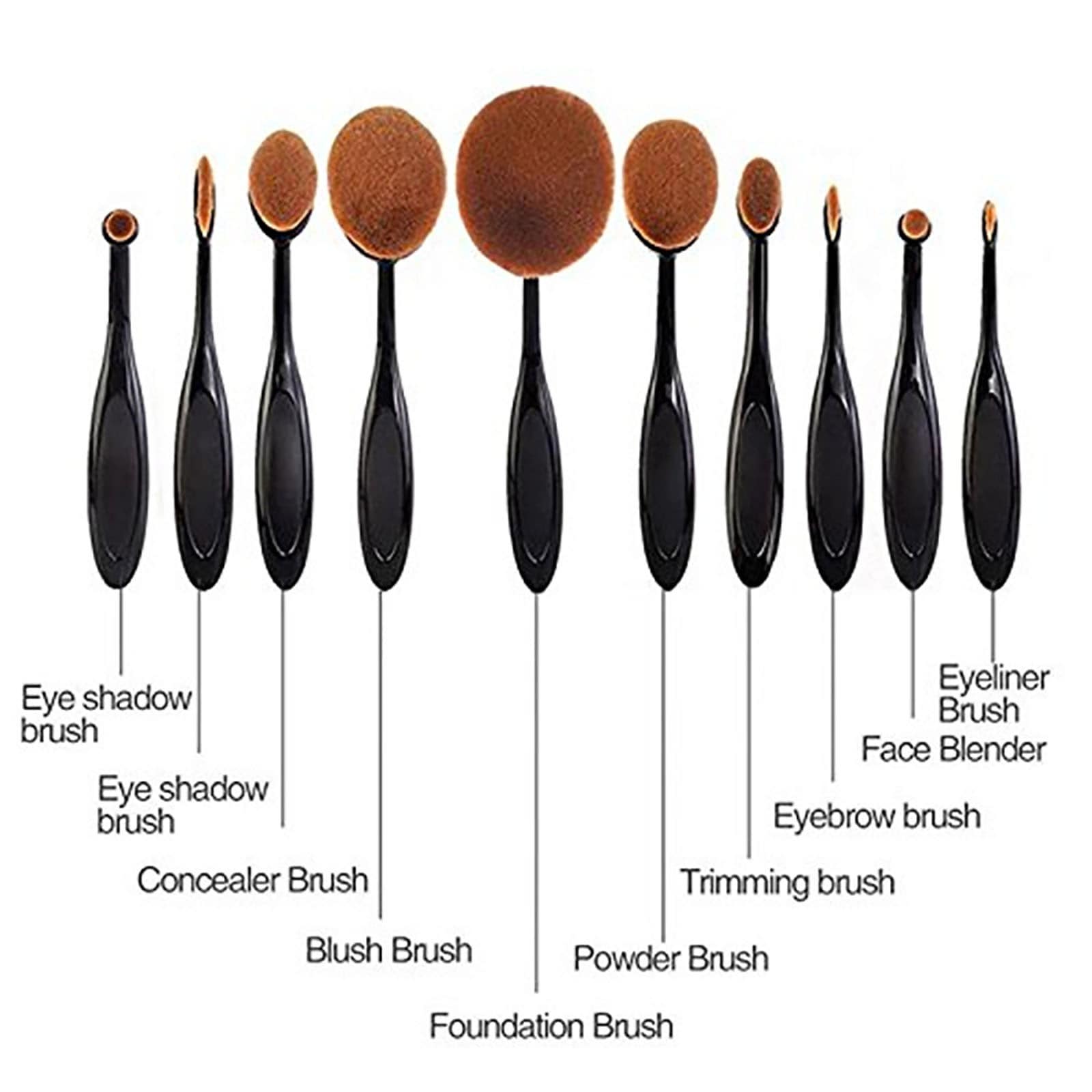 Brushes set Oval 10 - KTB Cosmetics