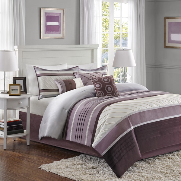 Madison Park Anderson Purple 7 Piece Cal King Size Comforter Set (As Is ...