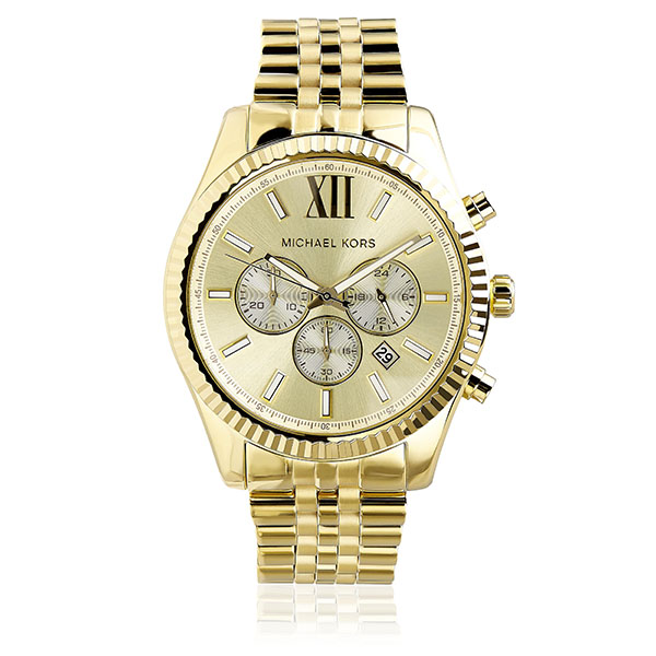 Michael Kors Men's MK8281 Gold-Tone Fluted Bezel Chronograph Watch ...