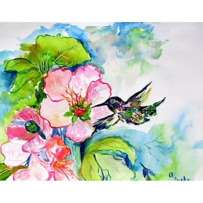 Betsy Drake Hummingbird and Hibiscus Door Mat (18-inch x 26-inch)