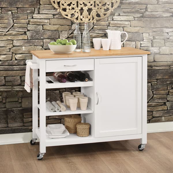 Porch & Den Sanborn White  Black Mdf Kitchen Cart - Bed Bath & Beyond 