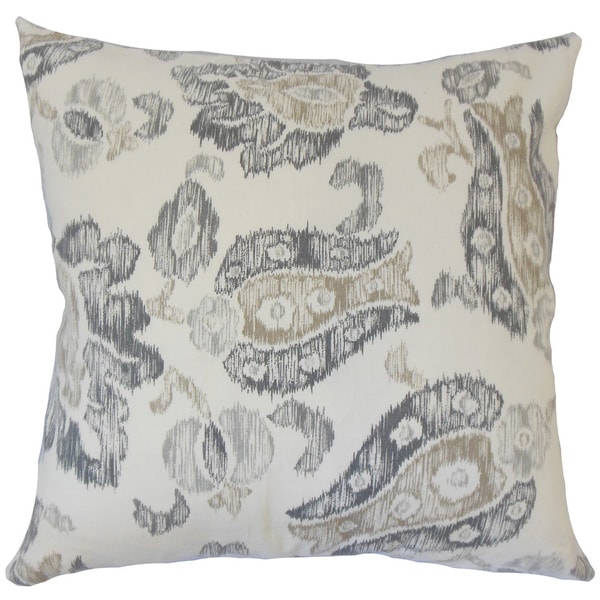 Kaley Ikat 22-inch Down Feather Throw Pillow Grey