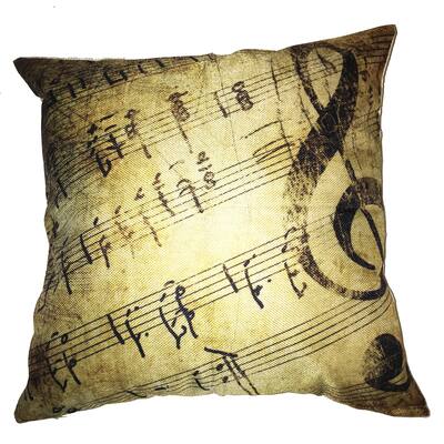 Lillowz Vintage Music Notes Canvas Throw Pillow 17-inch
