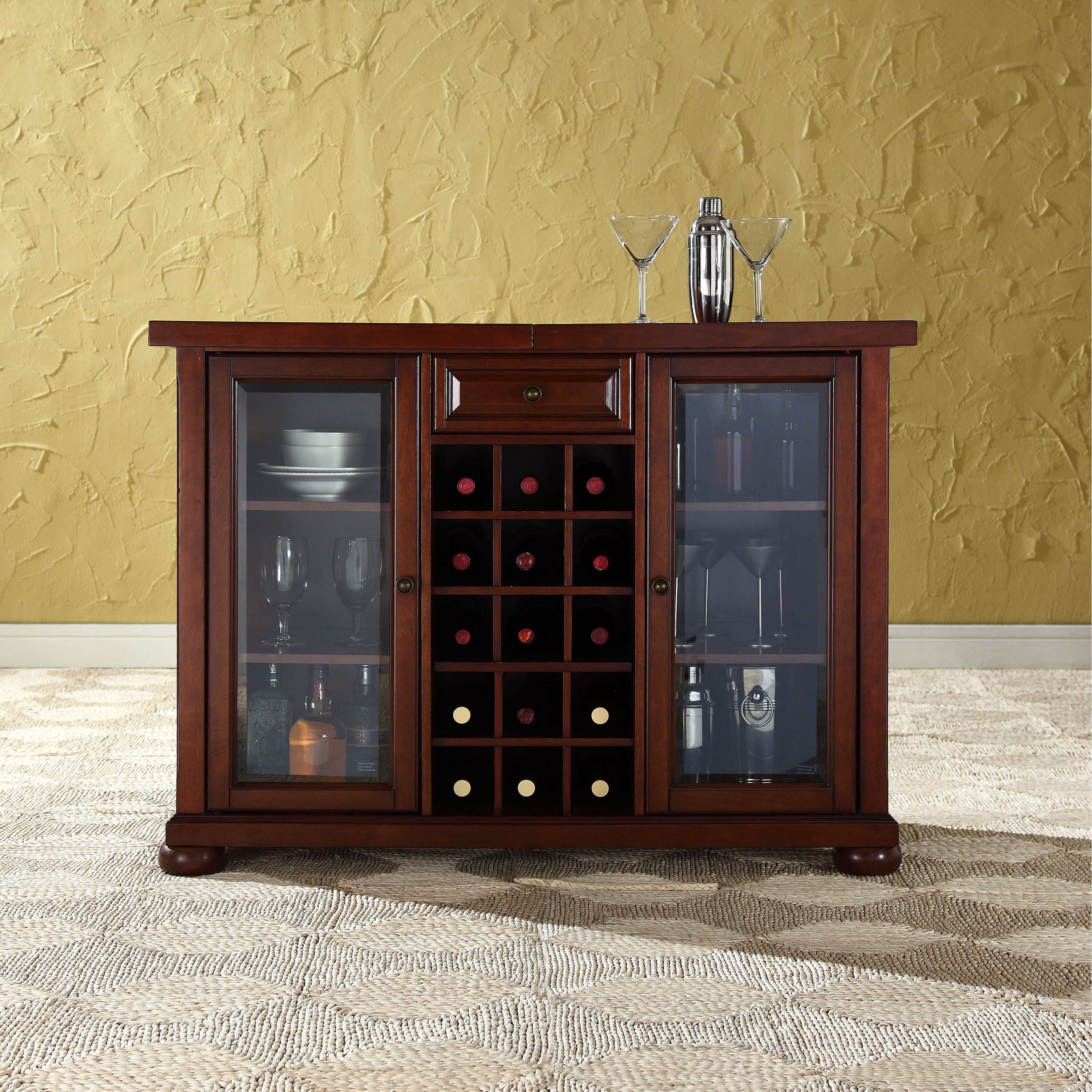 Shop Alexandria Sliding Top Bar Cabinet Vintage Mahogany Free
