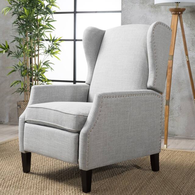 Wescott Wingback Pushback Recliner by Christopher Knight Home - taupe tweed