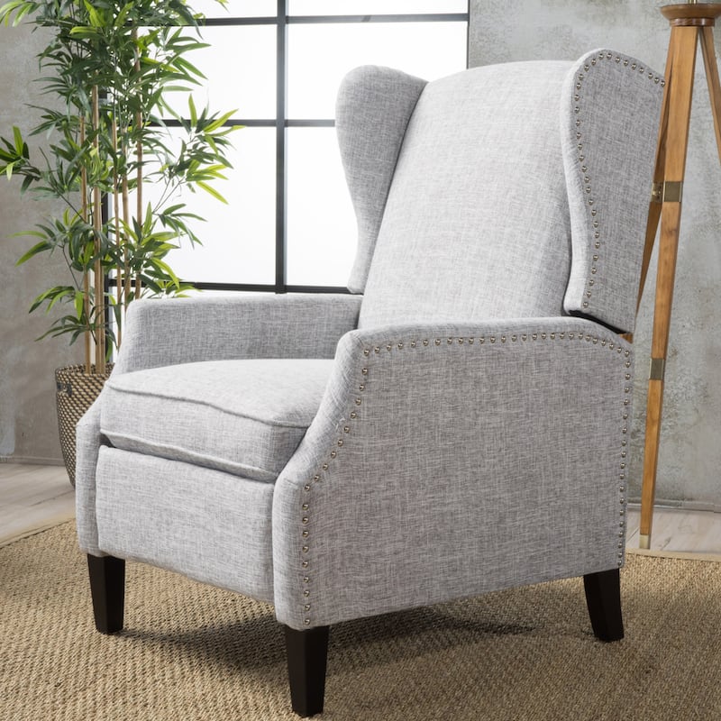 Wescott Wingback Pushback Recliner by Christopher Knight Home - Light Gray Tweed
