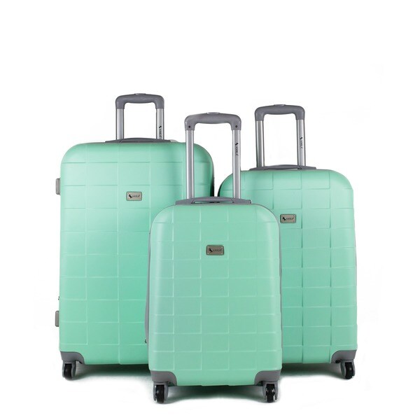 mint green hard shell suitcase