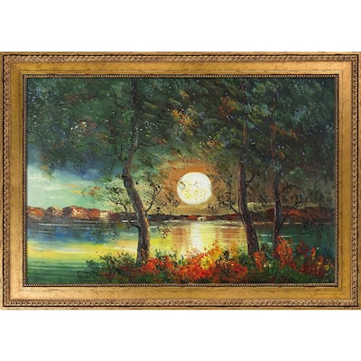 La Pastiche Justyna Kopania 'Moon' Hand Painted Framed Oil Reproduction on Canvas