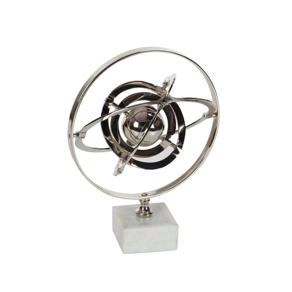 Benzara Armilary Sphere on Ceramic Stand Sculpture
