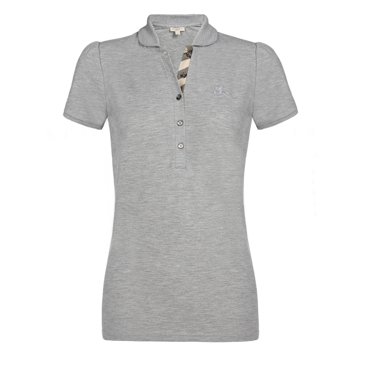 Grey Cotton Melange Polo Shirt 