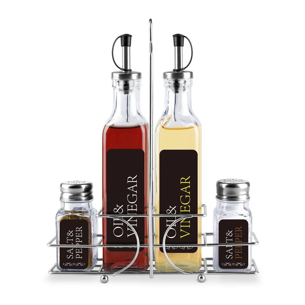 Tabletop Cruet Condiment Set with Carry Stand