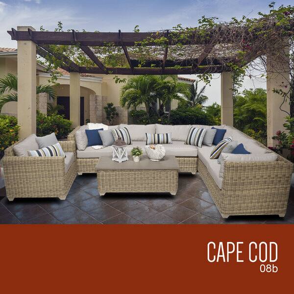 Shop Cape Cod 8 Piece Outdoor Wicker Patio Furniture Set 08b