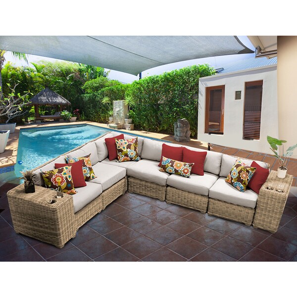 Shop Cape Cod 8 Piece Outdoor Wicker Patio Furniture Set 08a Free