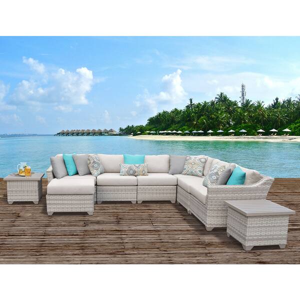 slide 2 of 10, Fairmont 9 Piece Outdoor Wicker Patio Furniture Set 09c
