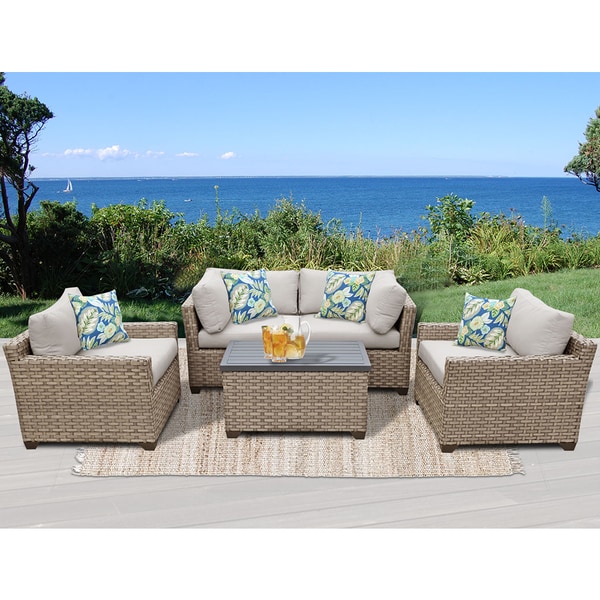 Monterey 5 Piece Outdoor Wicker Patio Furniture Set 05b - Overstock ...