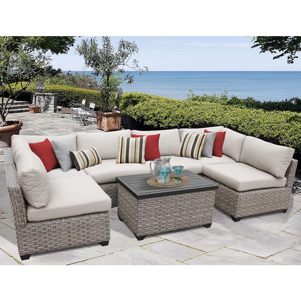 Amazon.com: Best Choice Products 7-Piece Modular Outdoor Sectional Wicker  Patio Furniture Conversation Set w/ 6 Chairs, 2 Pillows, Seat Clips, Coffee  Table, Cover Included - Brown/Tan : Patio, Lawn & Garden