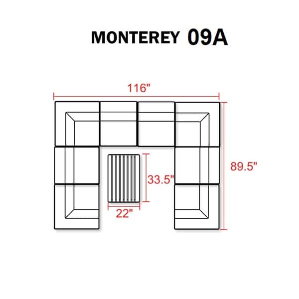 Monterey 9 Piece Outdoor Wicker Patio Furniture Set