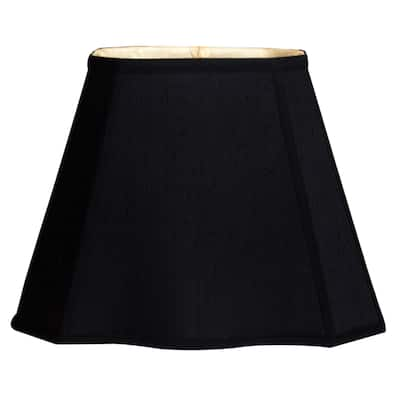 Royal Designs Fancy Bottom Rectangle Basic Lamp Shade, Black/Gold 4 x 6 x 7 x 10 x 8.5