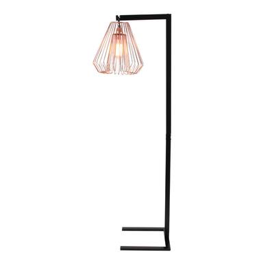 Benzara Modish Gold/Black Metal Wire Floor Lamp