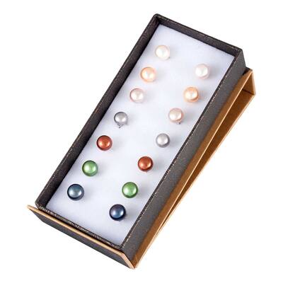 Freshwater Pearl Earrings in Sterling Silver (7 Pair Set)