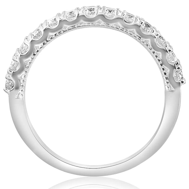 14k White Gold 1/2ct TDW Diamond Women's Wedding Stackable U Prong Vintage Accent Ring (I-J, I2-I3)