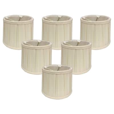 Royal Designs Eggshell English Box Pleat Chandelier Shade, 5" x 6" x 4.5", Clip On-Set of 6