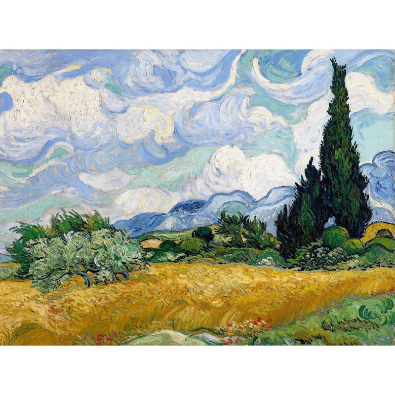 Wheat Field by Van Gogh Wall Art - Green