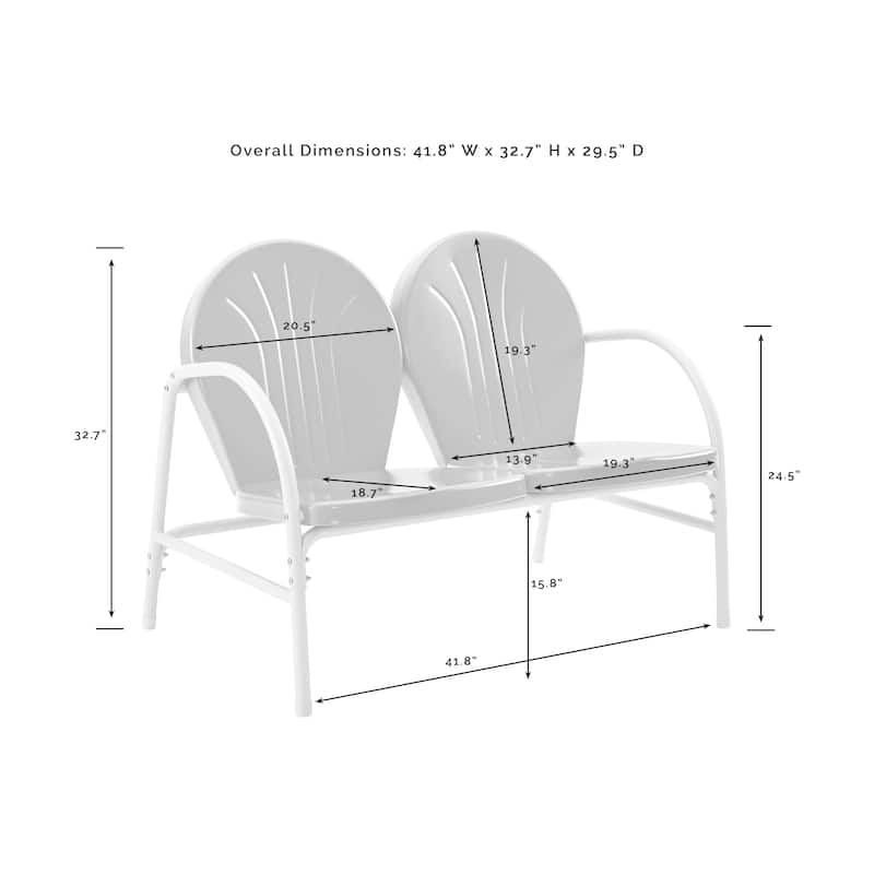 Griffith Sky Blue Finish Loveseat and 2 Chairs/White Finish Side Table Metal Outdoor Conversation Set